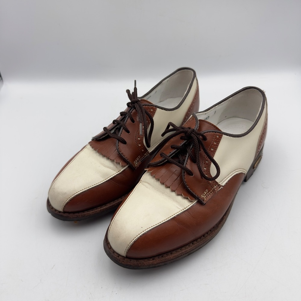 FootJoy Golf Shoes Brown Cream Saddle Kiltie Vintage 5.5B 25879D 90499